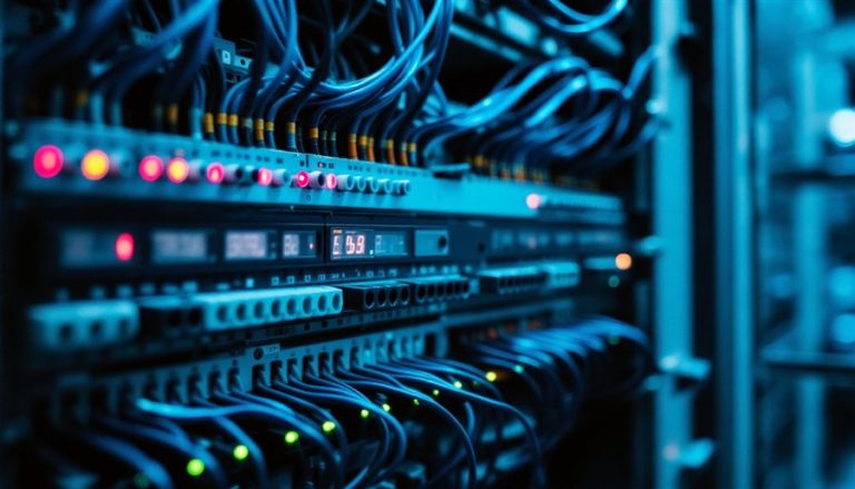 Quadro di automazione aperto con morsettiere e cablaggi ordinati